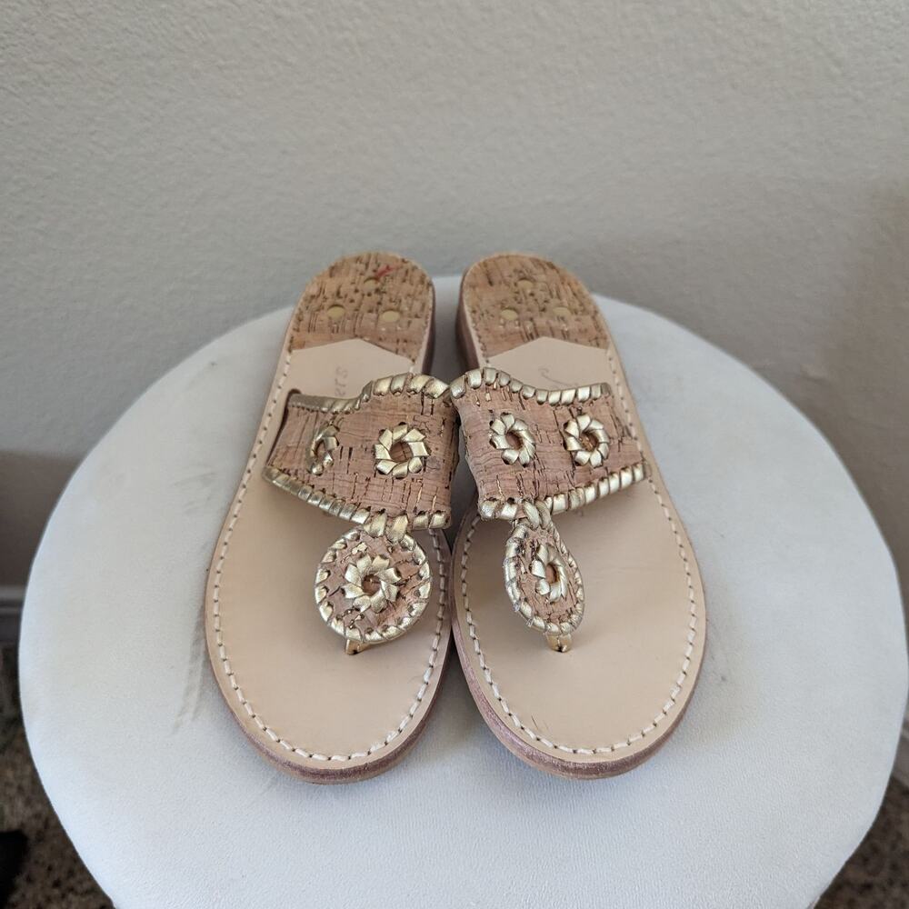 Jack Rogers Jacks Flat Gold Cork Sandals size 6
